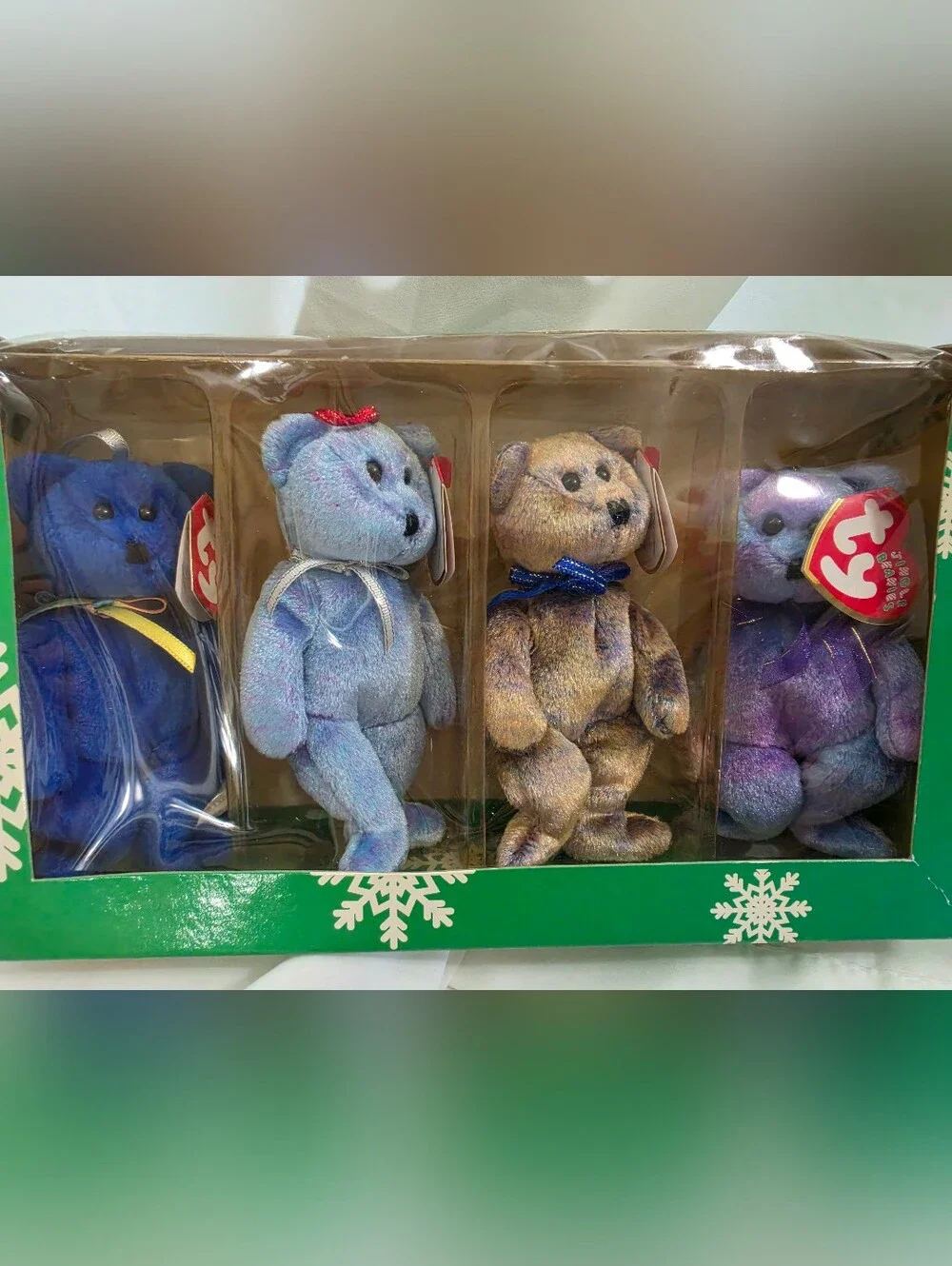 Vintage TY Beanie Babies Bear Ornament Set of 4 NIB